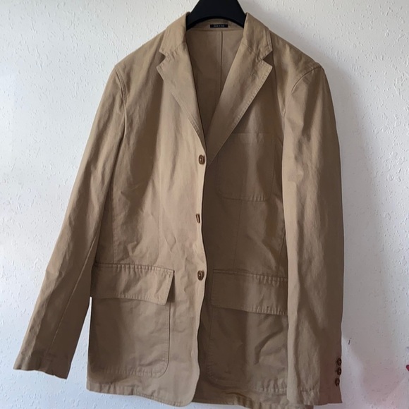 Size42R tan three button blazer/jacket. 100% cotton Hilfiger T21 - Picture 1 of 9